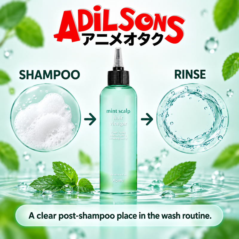 Adilsons creative for A'pieu Mint Scalp & Hair Vinegar 200ML — SHAMPOO → MINT VINEGAR → RINSE