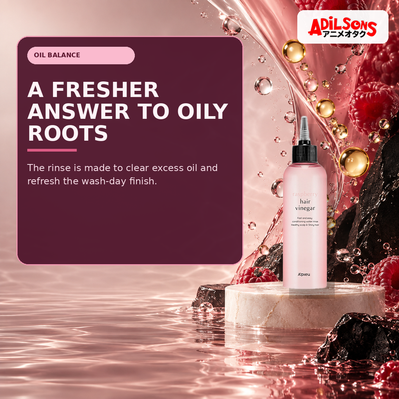 Adilsons Beauty creative for A'pieu Raspberry Hair Vinegar 200ml — Oil and sebum rinse.