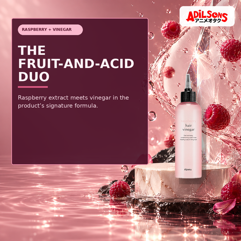 Adilsons Beauty creative for A'pieu Raspberry Hair Vinegar 200ml — Hero ingredient duo.