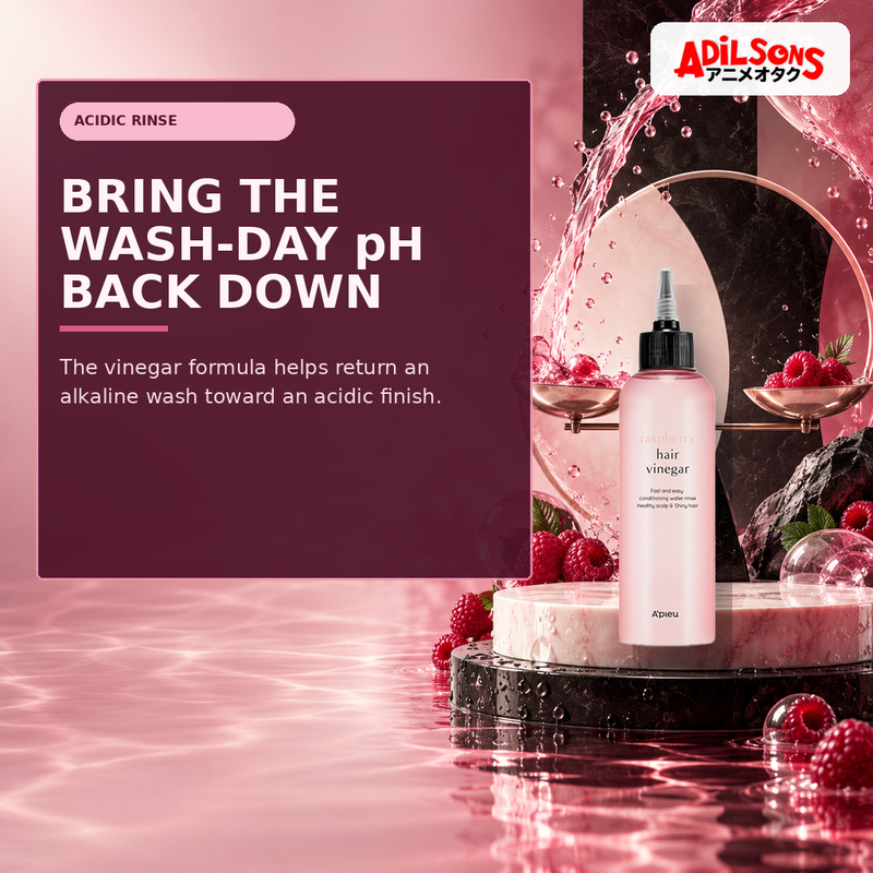 Adilsons Beauty creative for A'pieu Raspberry Hair Vinegar 200ml — pH balancing.