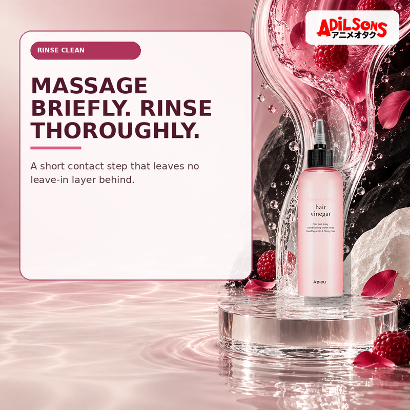 Adilsons Beauty creative for A'pieu Raspberry Hair Vinegar 200ml — Rinse-out convenience.