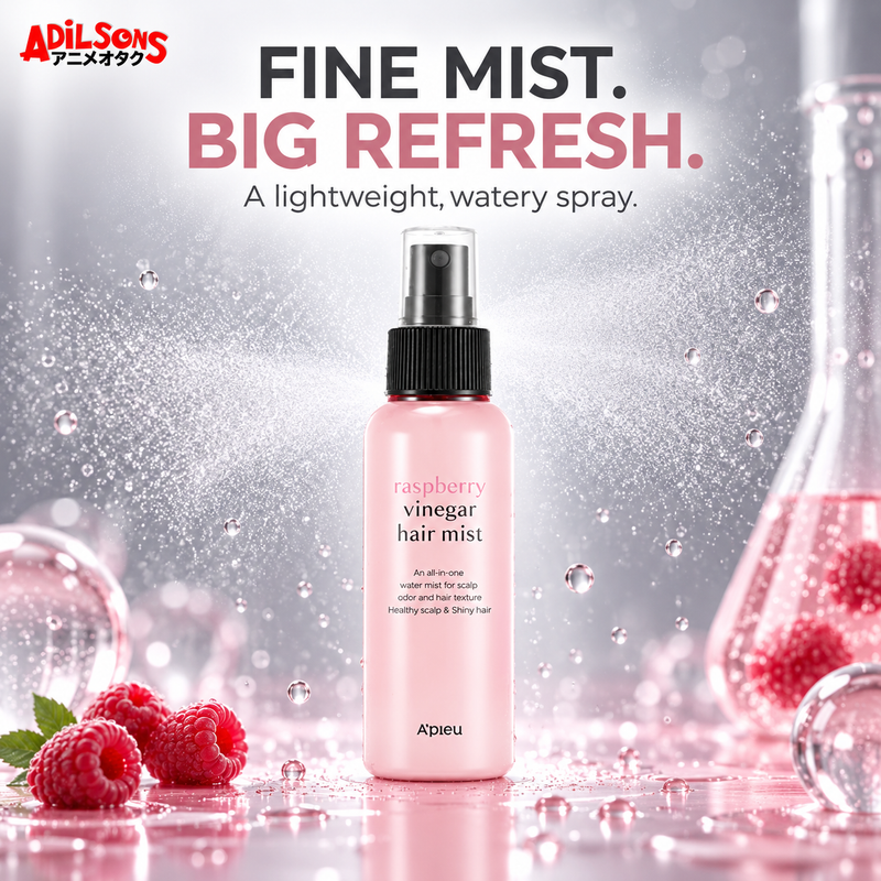 Adilsons Beauty A'pieu Raspberry Vinegar Hair Mist creative: Purchase for fine watery mist texture