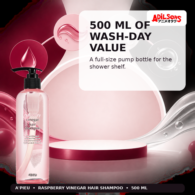 A'pieu Raspberry Vinegar Hair Shampoo 500ml — 500 Ml Of Wash-Day Value — Adilsons