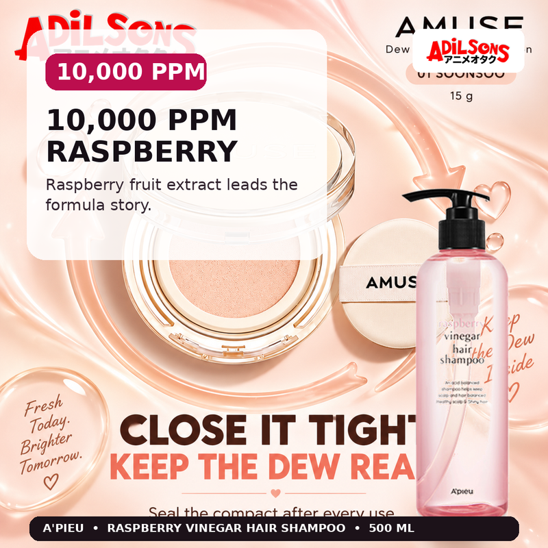A'pieu Raspberry Vinegar Hair Shampoo 500ml — 10,000 Ppm Raspberry — Adilsons