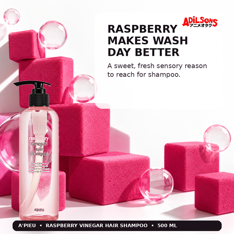 A'pieu Raspberry Vinegar Hair Shampoo 500ml — Raspberry Makes Wash Day Better — Adilsons
