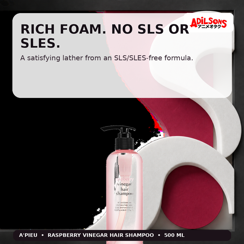 A'pieu Raspberry Vinegar Hair Shampoo 500ml — Rich Foam. No Sls Or Sles. — Adilsons