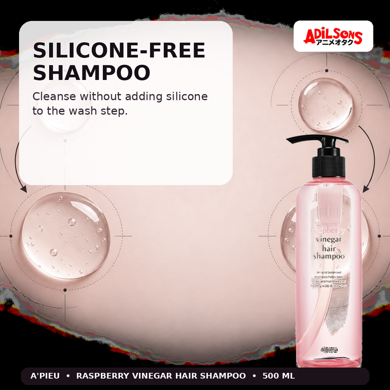 A'pieu Raspberry Vinegar Hair Shampoo 500ml — Silicone-Free Shampoo — Adilsons