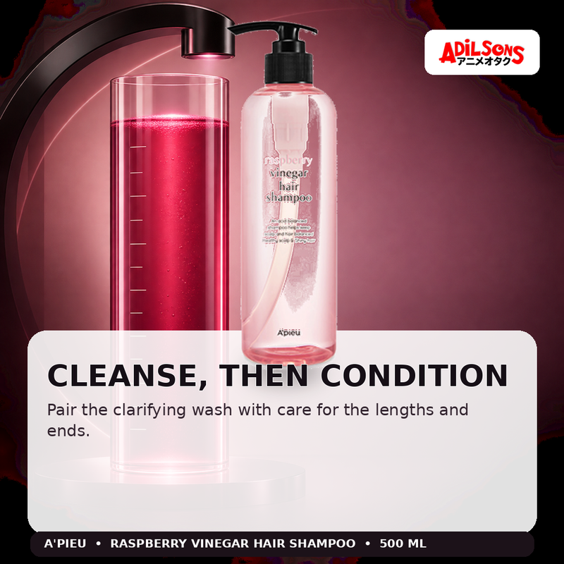 A'pieu Raspberry Vinegar Hair Shampoo 500ml — Cleanse, Then Condition — Adilsons
