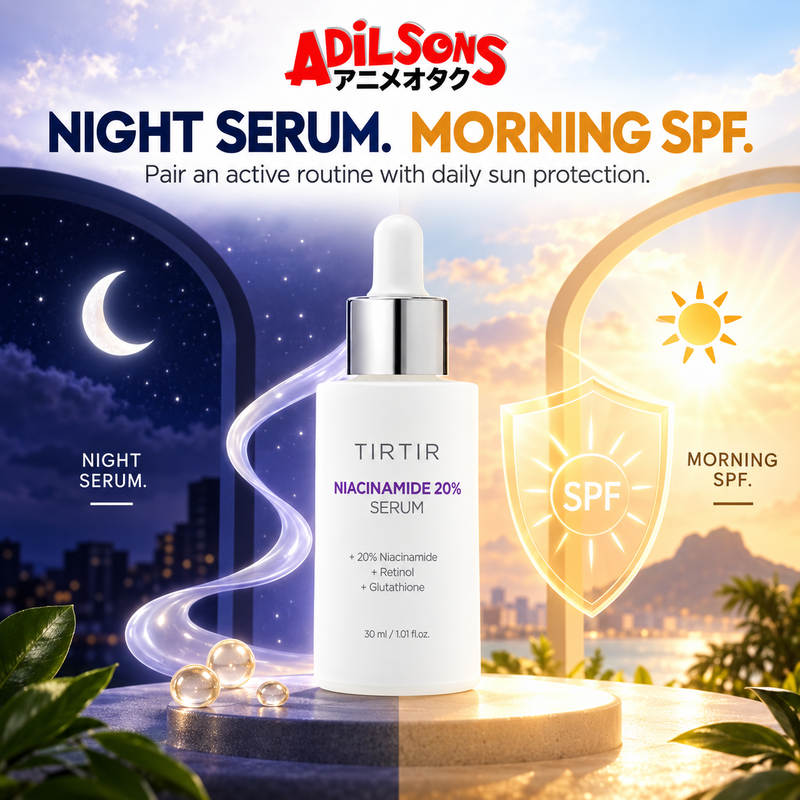 TIRTIR Niacinamide 20% Serum 30 ml creative: night serum and morning SPF pairing