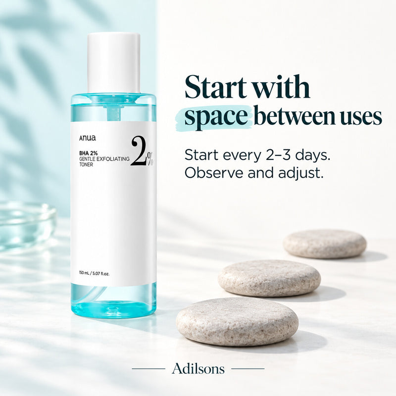 Anua BHA 2% Gentle Exfoliating Toner — Start with space between uses