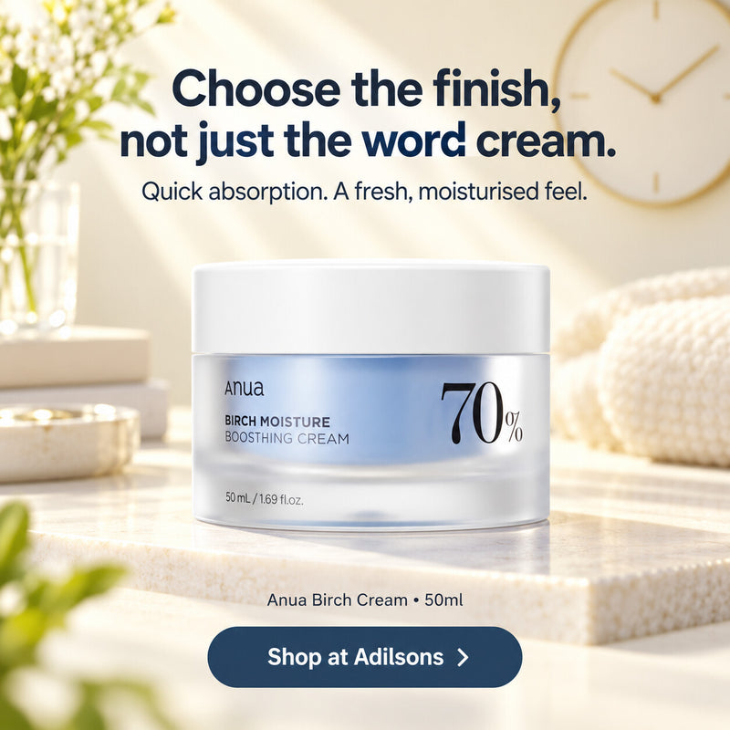 Anua Birch Moisture Boosting Cream 50ml — Choose the finish, not just the word cream. Quick absorption. A fresh, moisturised feel.