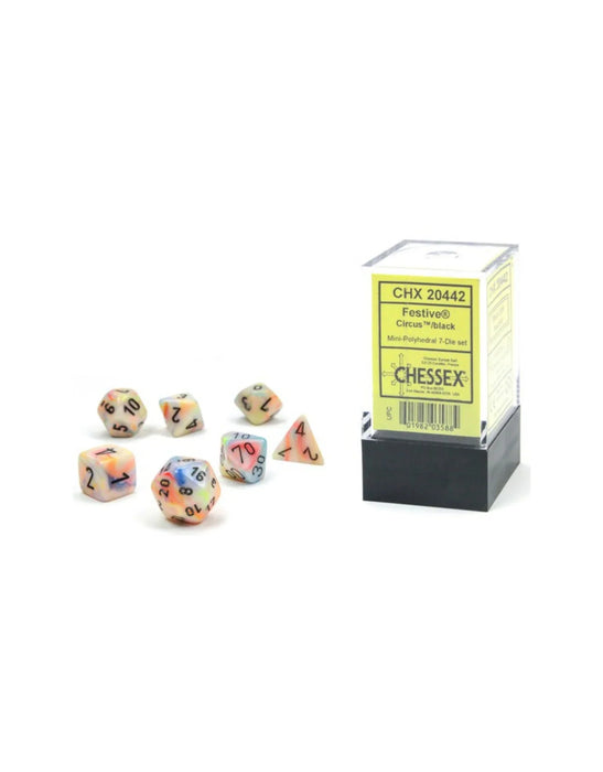 Chessex Mini Festive Polyhedral 7 Die Set Circus Black