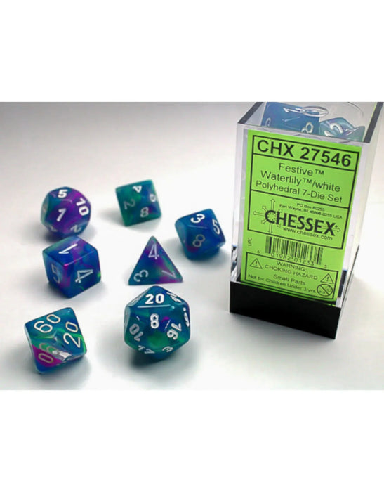 Chessex Festive Polyhedral 7 Die Set - Pop Art Blue