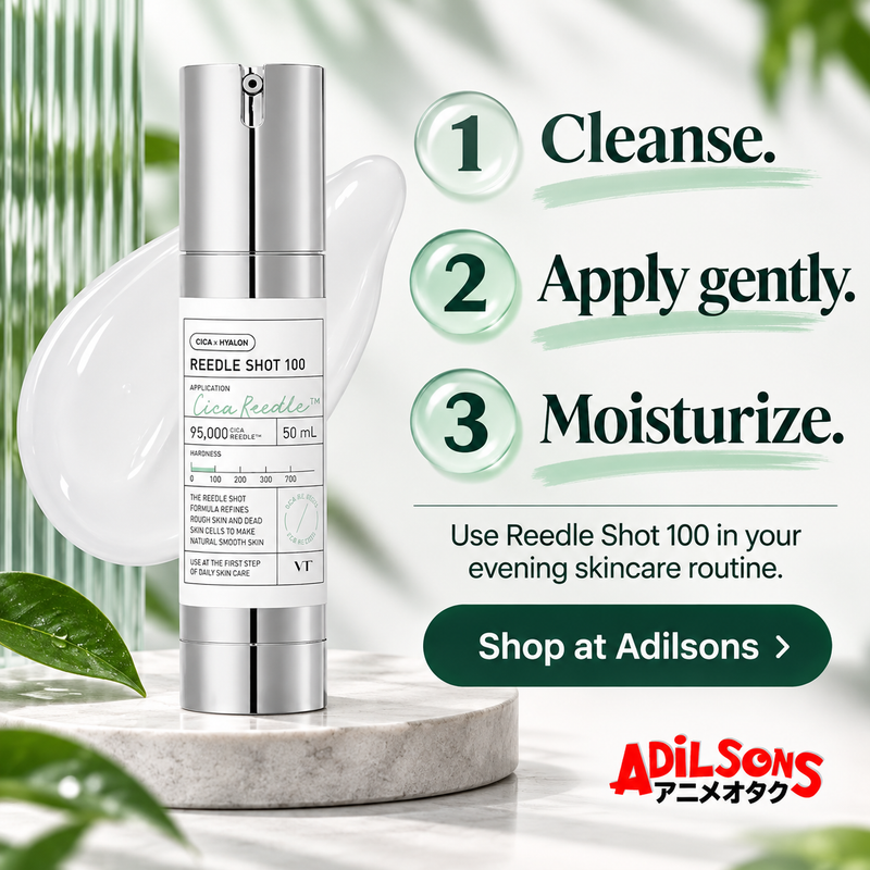VT Reedle Shot 100 50ml creative 13: Cleanse. Apply gently. Moisturize.