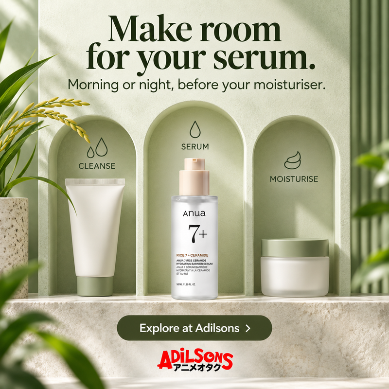 Anua Rice Ceramide Serum creative 4: Make room for your serum. Morning or night, before your moisturiser.