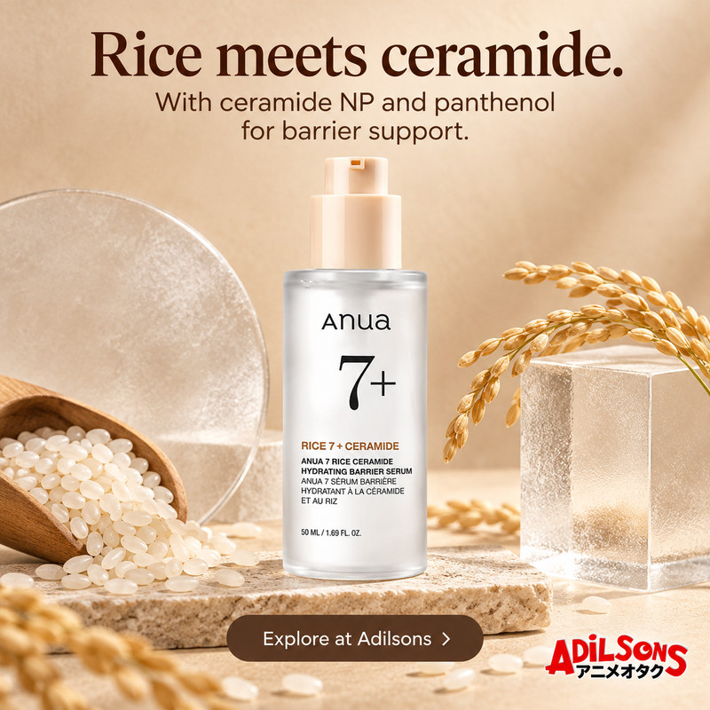 Anua Rice Ceramide Serum creative 5: Rice meets ceramide. With ceramide NP and panthenol for barrier support.