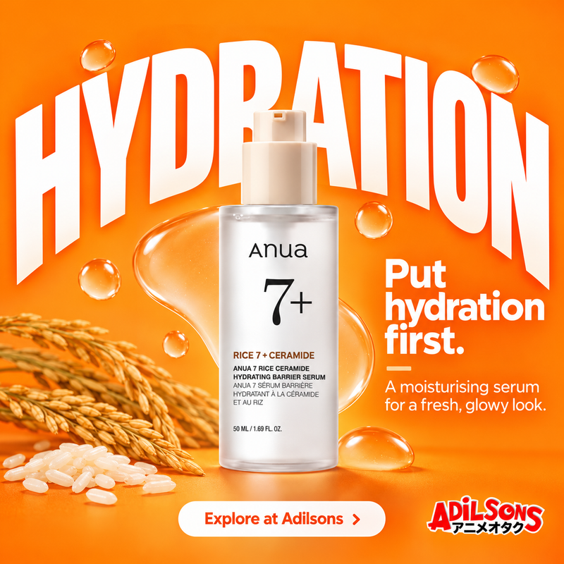 Anua Rice Ceramide Serum creative 7: Put hydration first. A moisturising serum for a fresh, glowy look.