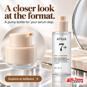 Anua Rice Ceramide Serum creative 9: A closer look at the format. A pump bottle for your serum step.