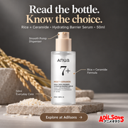 Anua Rice Ceramide Serum creative 10: Read the bottle. Know the choice. Rice + Ceramide • Hydrating Barrier Serum • 50ml