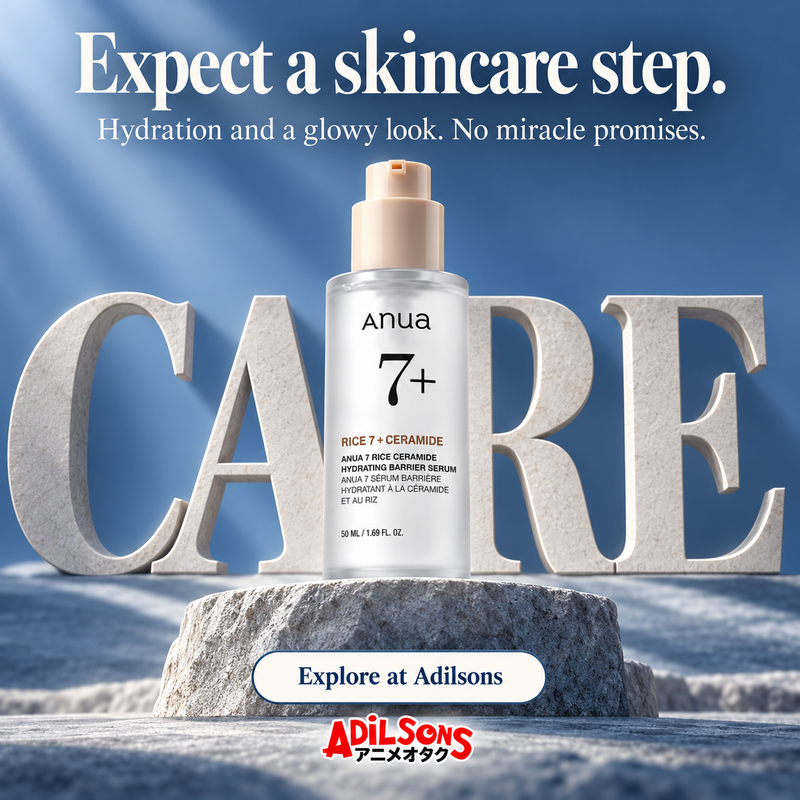 Anua Rice Ceramide Serum creative 15: Expect a skincare step. Hydration and a glowy look. No miracle promises.