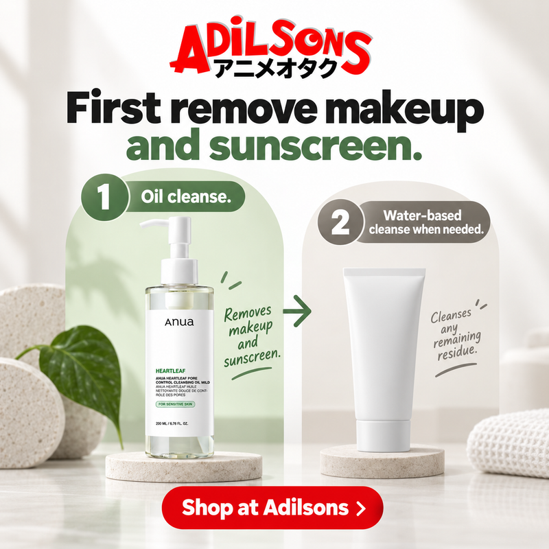 Anua Heartleaf Pore Control Cleansing Oil Mild 200ml — First remove makeup and sunscreen.