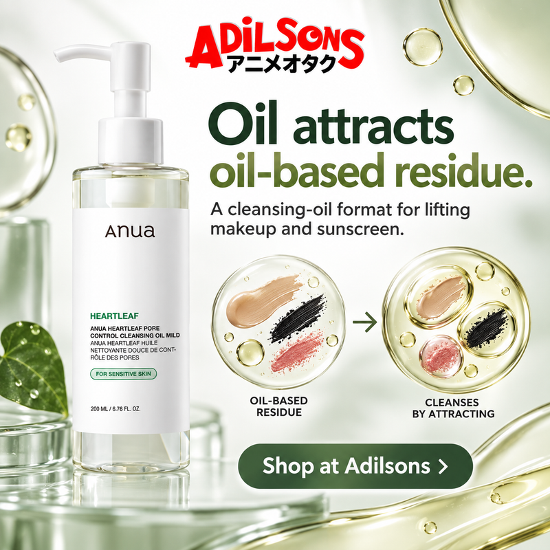 Anua Heartleaf Pore Control Cleansing Oil Mild 200ml — Oil attracts oil-based residue.