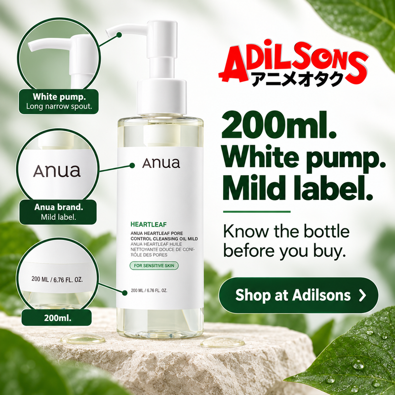 Anua Heartleaf Pore Control Cleansing Oil Mild 200ml — 200ml. White pump. Mild label.