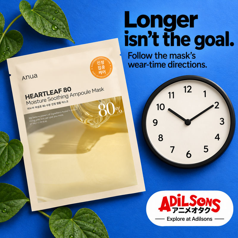 Anua Heartleaf80 Moisture Soothing Ampoule Mask creative 3: Longer isn't the goal. Follow the mask's wear-time directions.