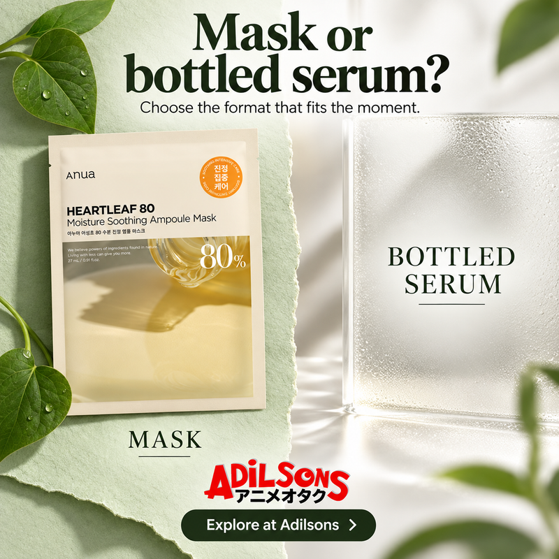 Anua Heartleaf80 Moisture Soothing Ampoule Mask creative 6: Mask or bottled serum? Choose the format that fits the moment.