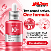 Anua Niacinamide10 TXA4 Serum30ml creative 5: Two named actives. One formula. Niacinamide10 + TXA4 in Anua's30ml serum for uneven-looking tone.