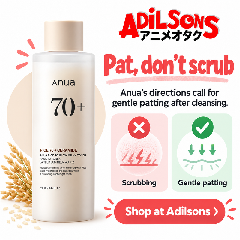 Anua Rice70 Ceramide Glow Milky Toner250ml creative3: Pat, don't scrub