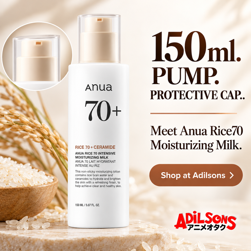 Anua Rice70 Moisturizing Milk150ml — 150ml. PUMP. PROTECTIVE CAP.