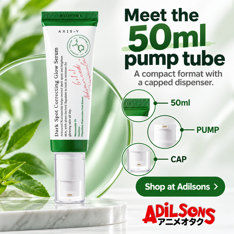 AXIS-Y Dark Spot Correcting Glow Serum50ml — Pack inspection — Meet the 50ml pump tube