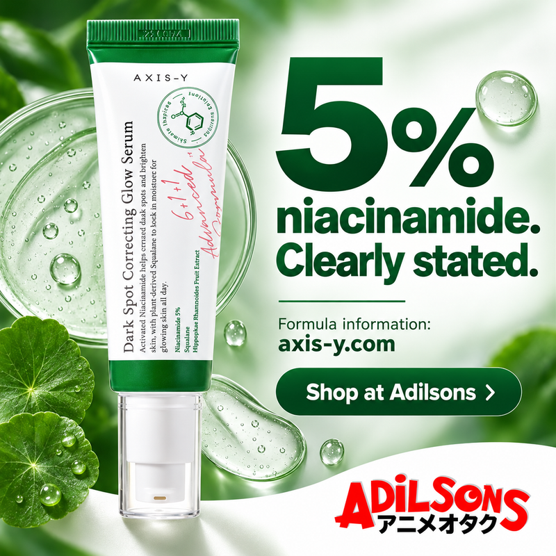 AXIS-Y Dark Spot Correcting Glow Serum50ml — Evidence — 5% niacinamide. Clearly stated.