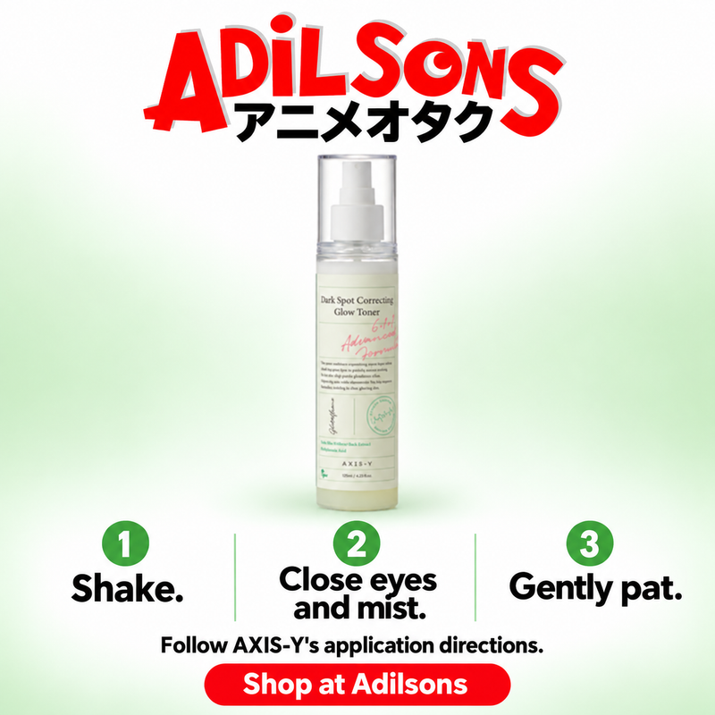 AXIS-Y Dark Spot Correcting Glow Toner125ml — Shake. Close eyes and mist. Gently pat.