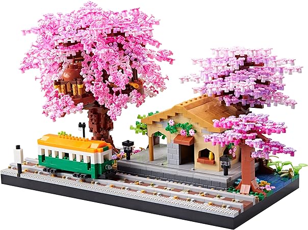 Cherry Train Japanese Station Building Block